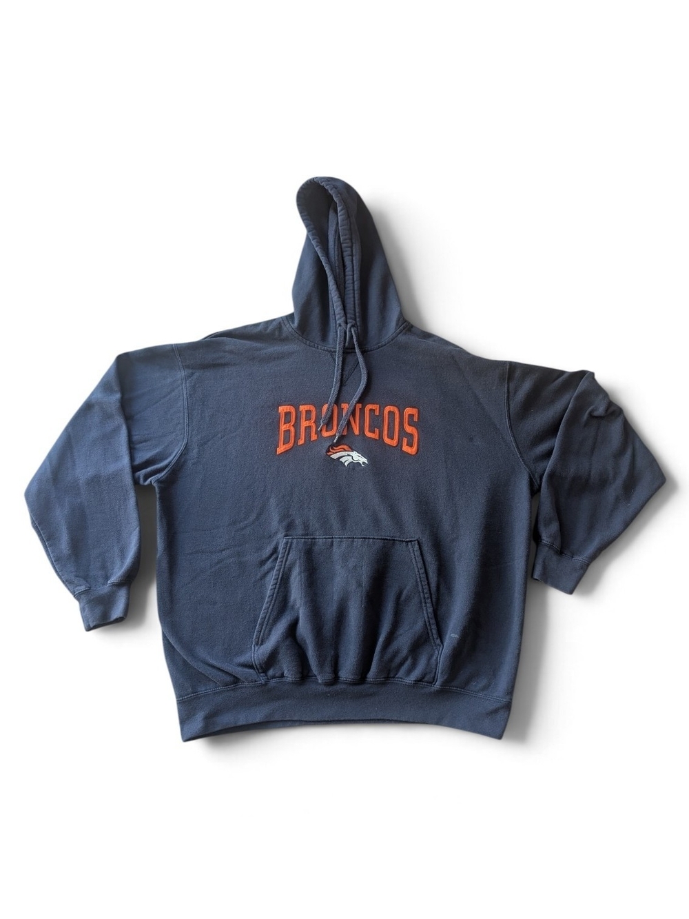 Vintage NFL Team Apparel Denver Broncos Pullover Hoodie Sweatshirt Navy Blue XL